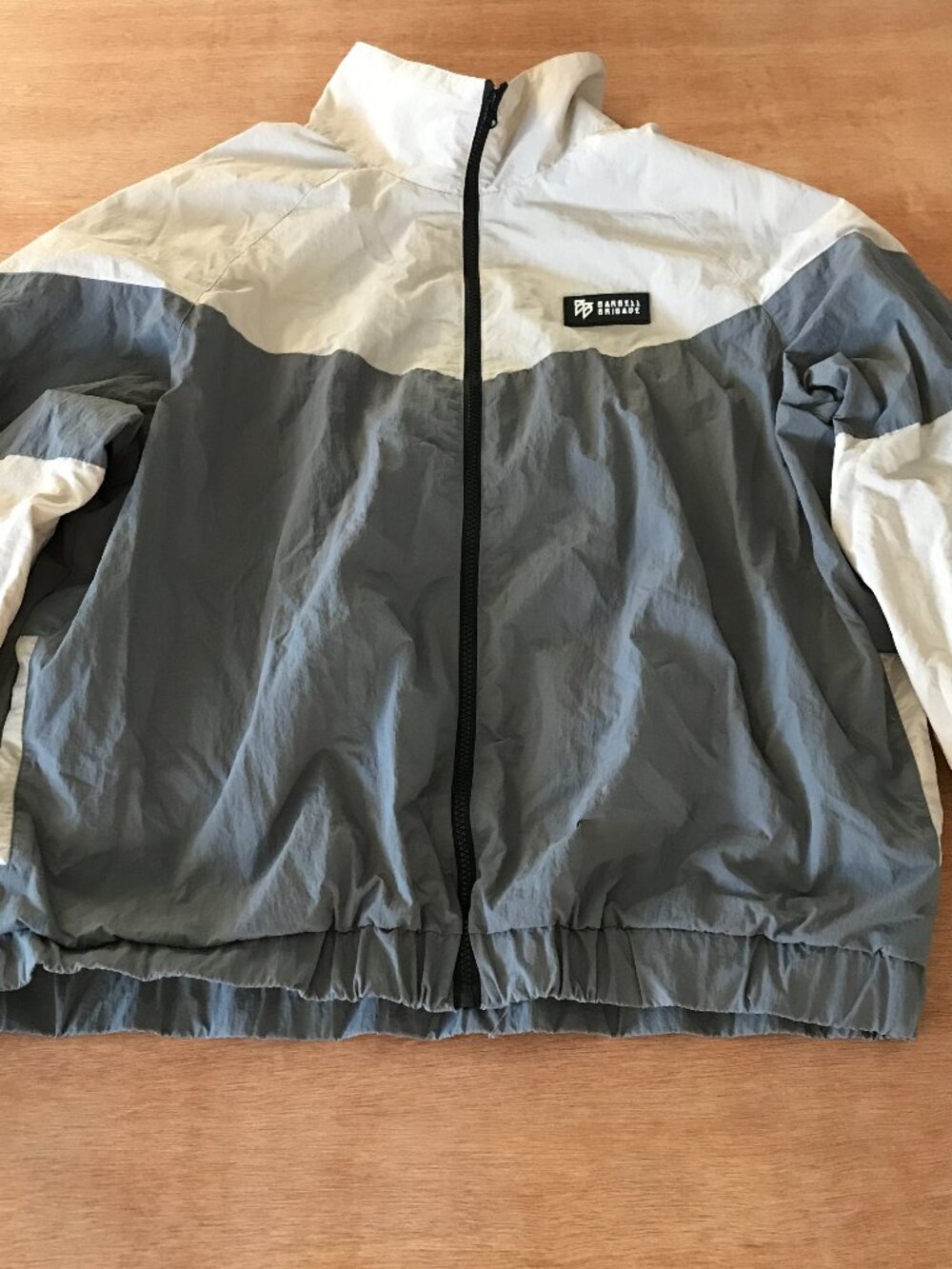 Barbell Brigade Ascend Windbreaker Jacket Men L Gray Full Zip Pocket Long Sleeve